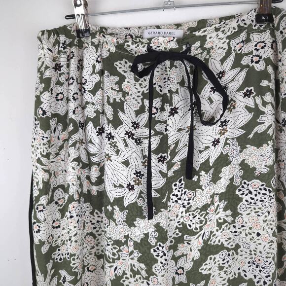 Gerard Darel Olive Green and Cream Floral‎ Print Pull-on Casual Pants Size 8/40 - Picture 3 of 9